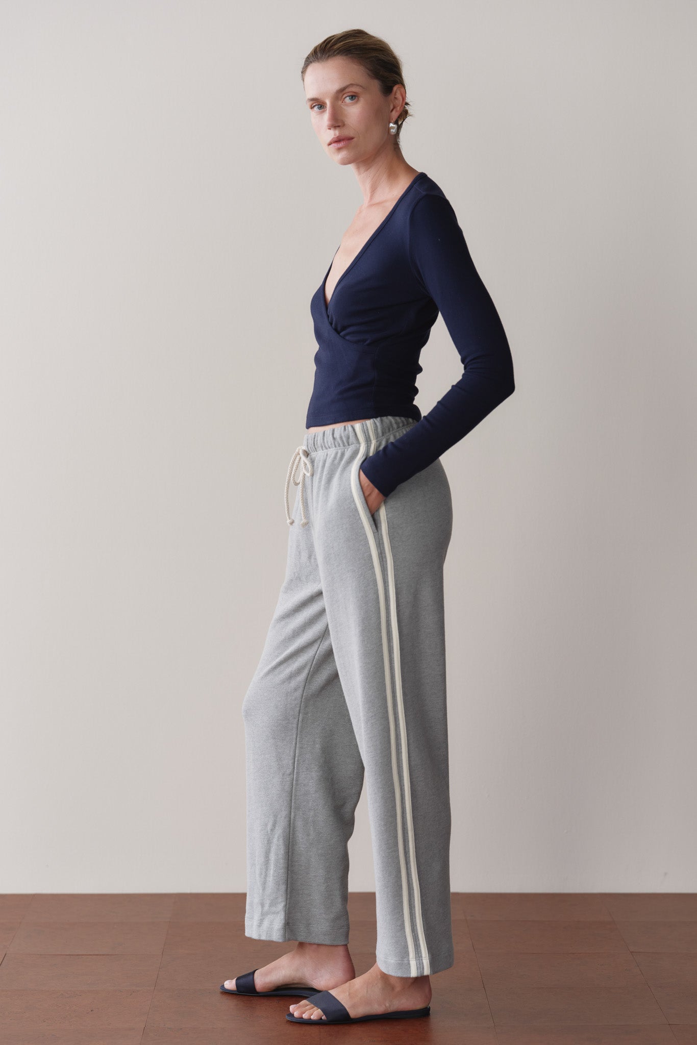 The Eco-Terry Stripe Crop Pant