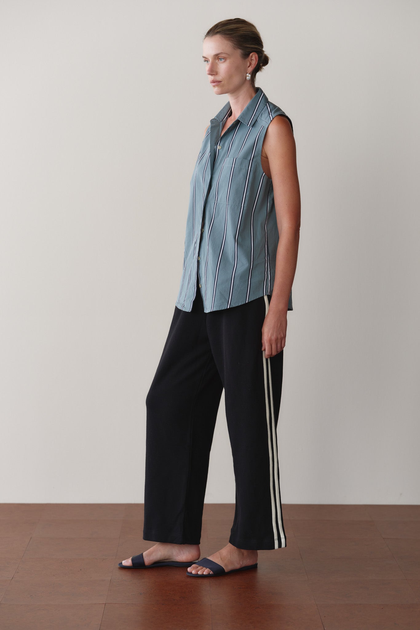 The Eco-Terry Stripe Crop Pant