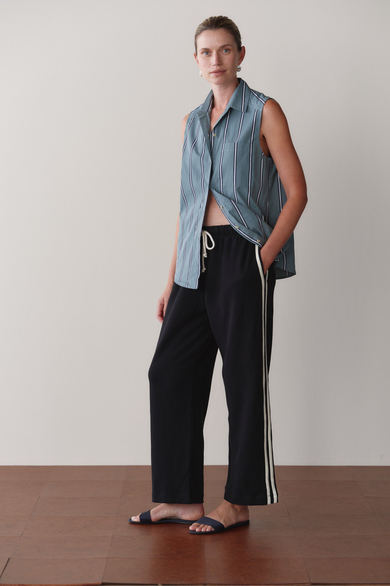 The Eco-Terry Stripe Crop Pant