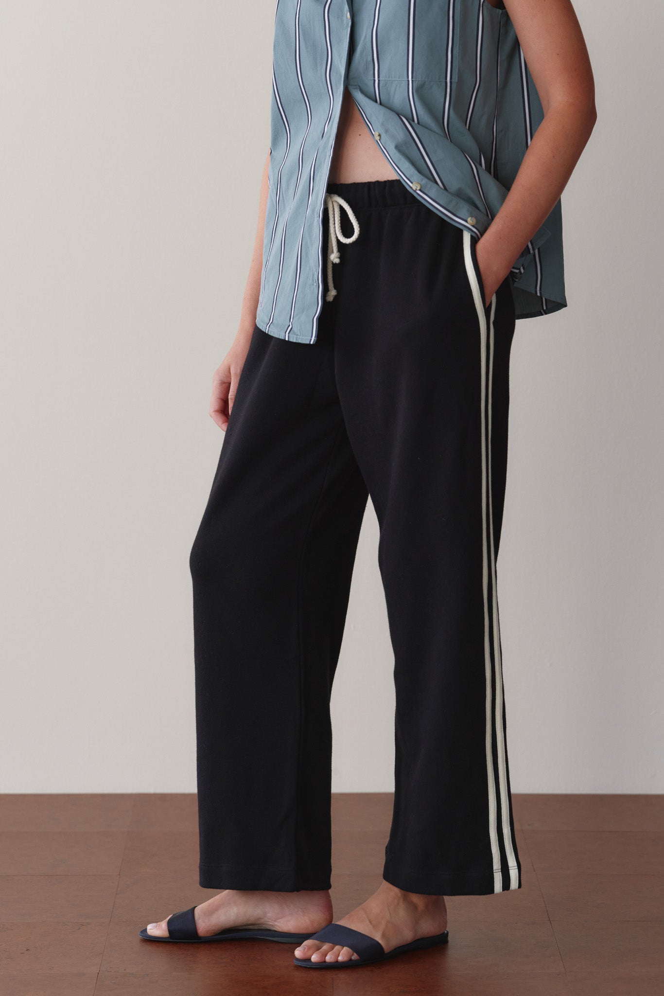 The Eco-Terry Stripe Crop Pant