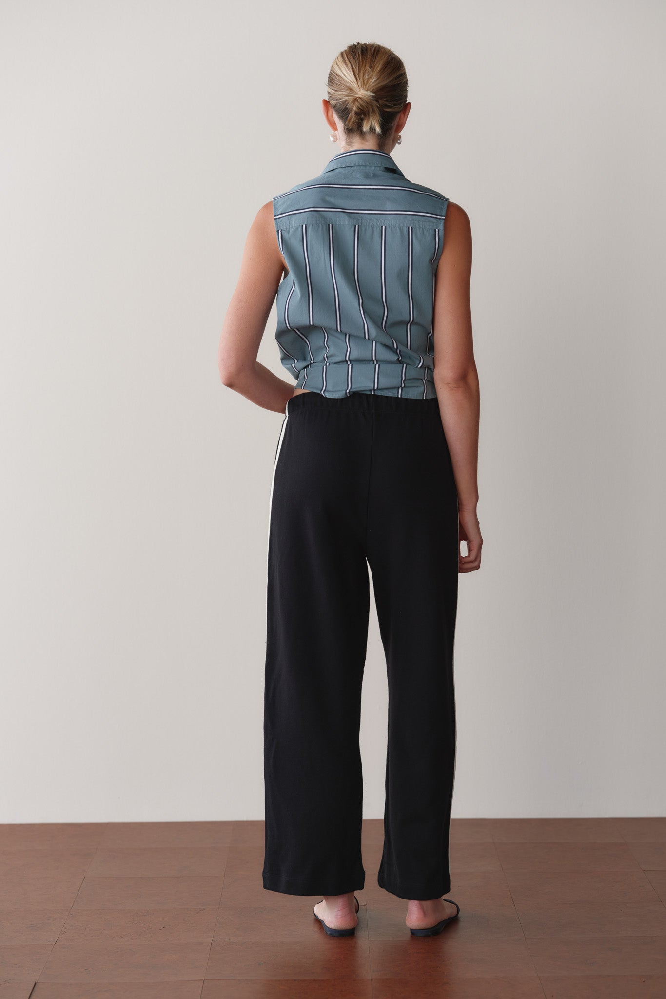 The Eco-Terry Stripe Crop Pant