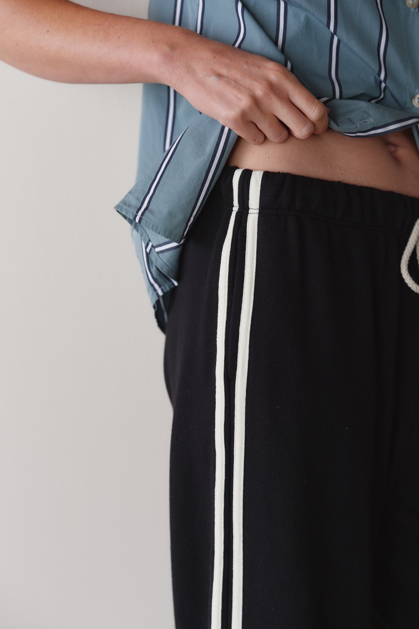 The Eco-Terry Stripe Crop Pant