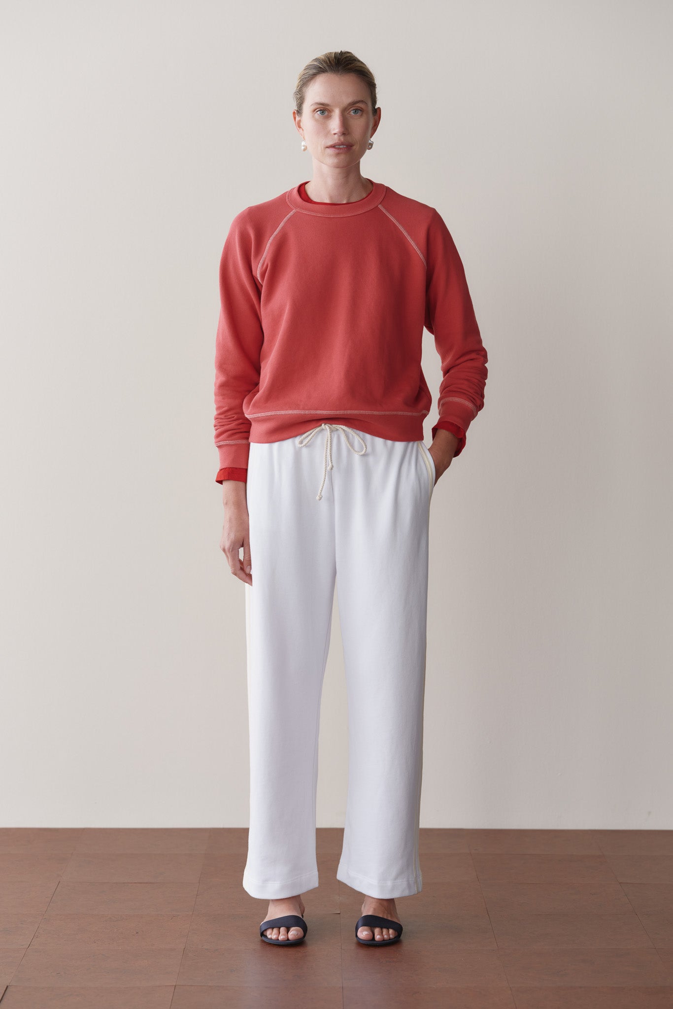 The Eco-Terry Stripe Crop Pant