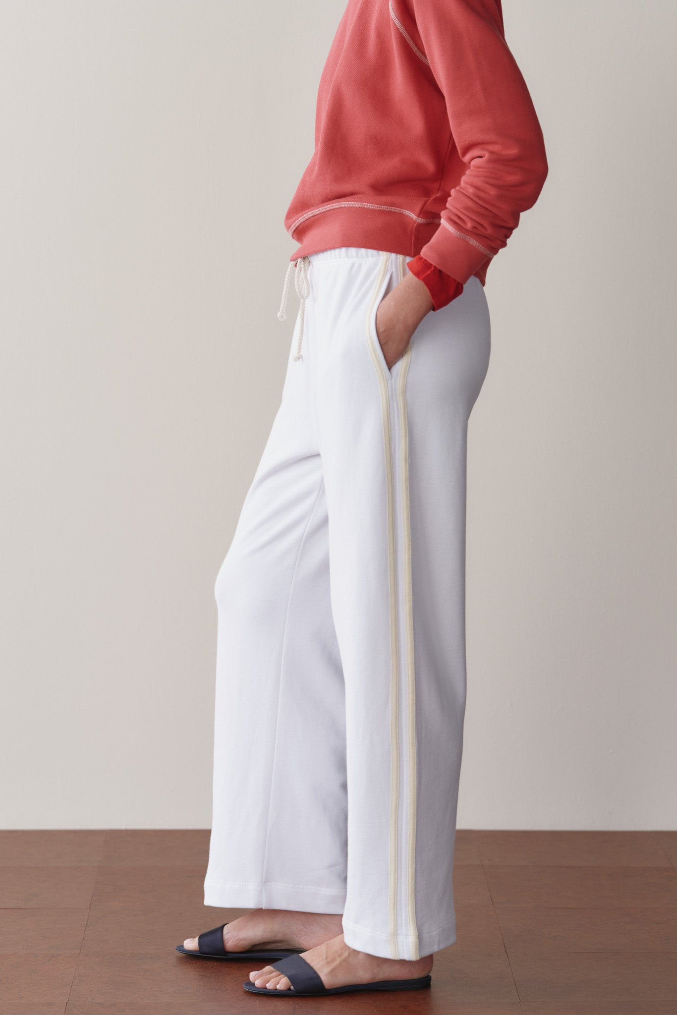 The Eco-Terry Stripe Crop Pant