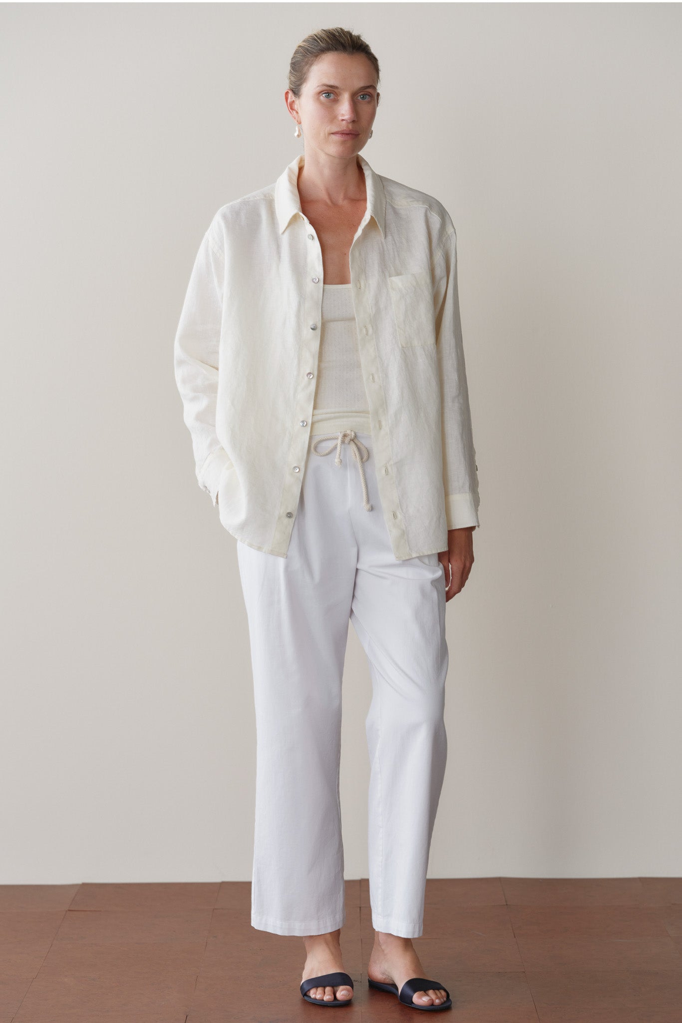 linen dress shirt white The Linen Relaxed Shirt By Donni
