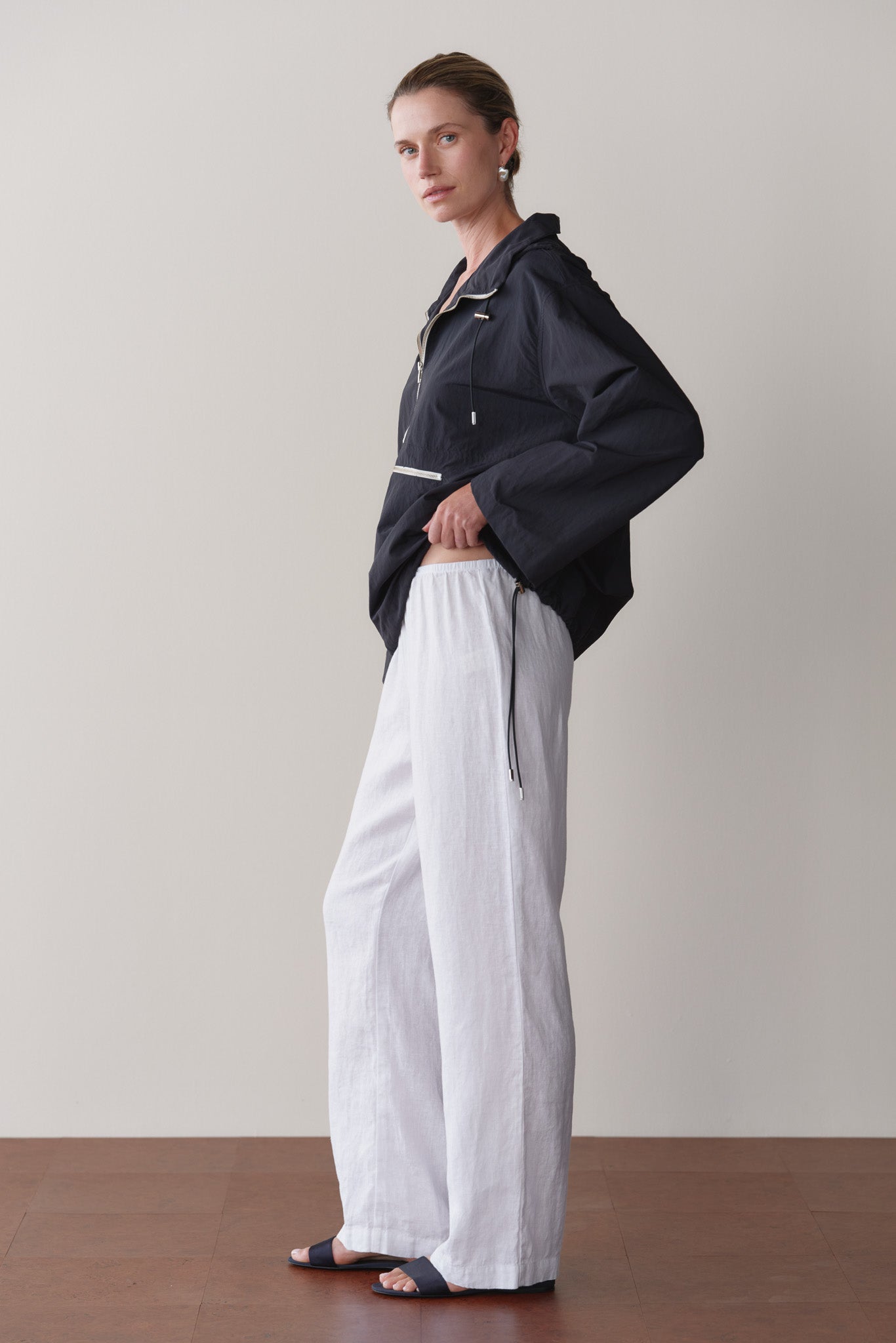 DONNI. The Linen Simple Pant in White