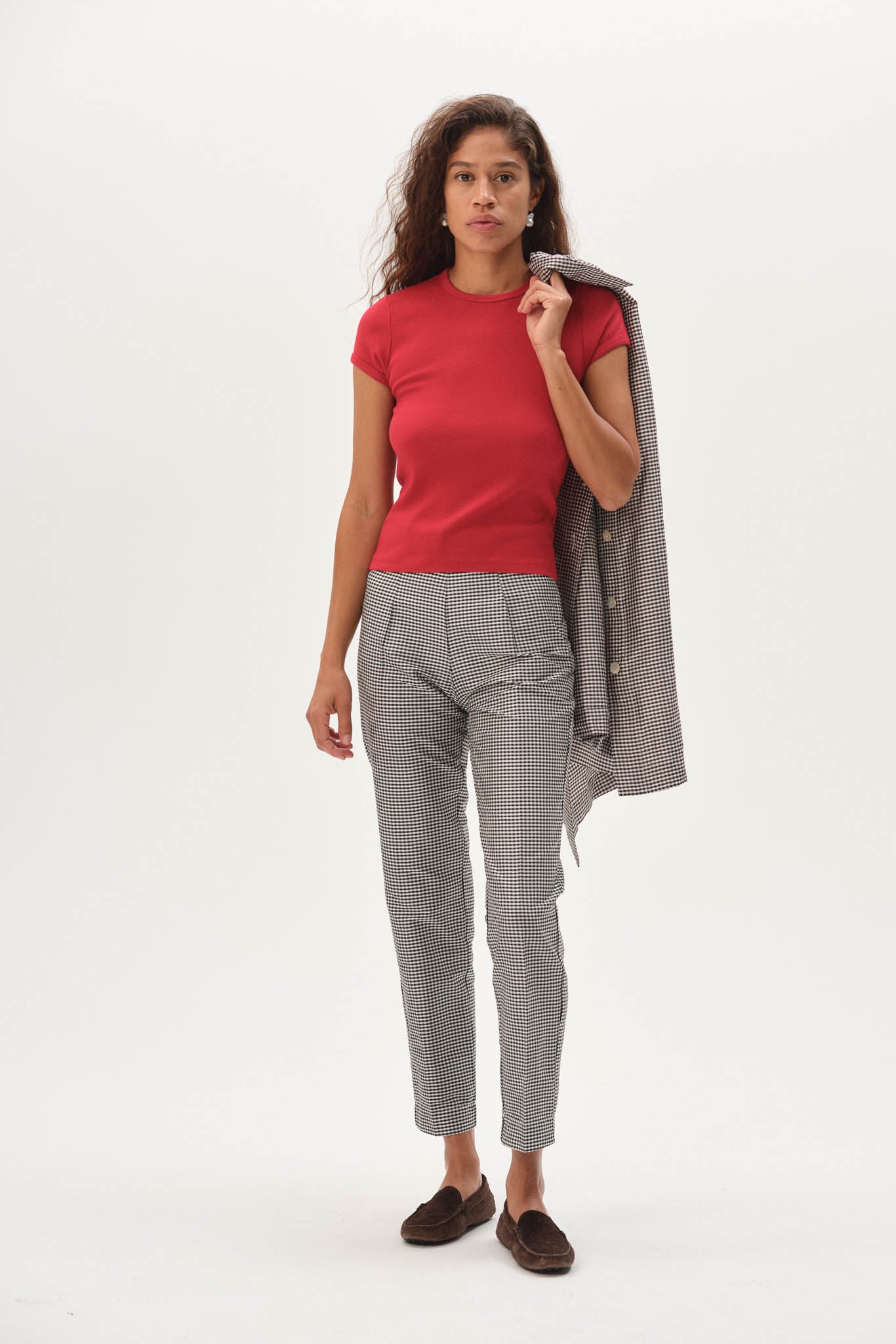 checkered cigarette trousers The Silk Taffeta Cigarette Pant By Donni