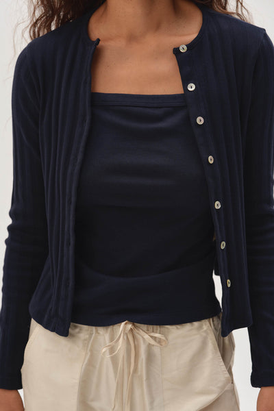 everyone milano rib knit (NAVY) XL 上下 The Cozy Rib Tee | Navy – Everlane