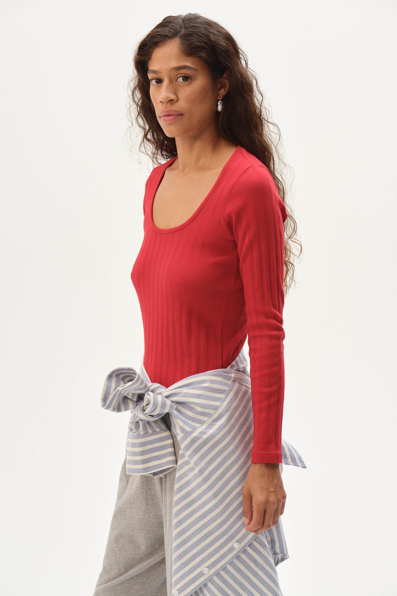 The Varied Rib Long Sleeve Scoop Shirt