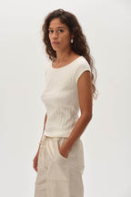 The Varied Rib Wide Neck Tee