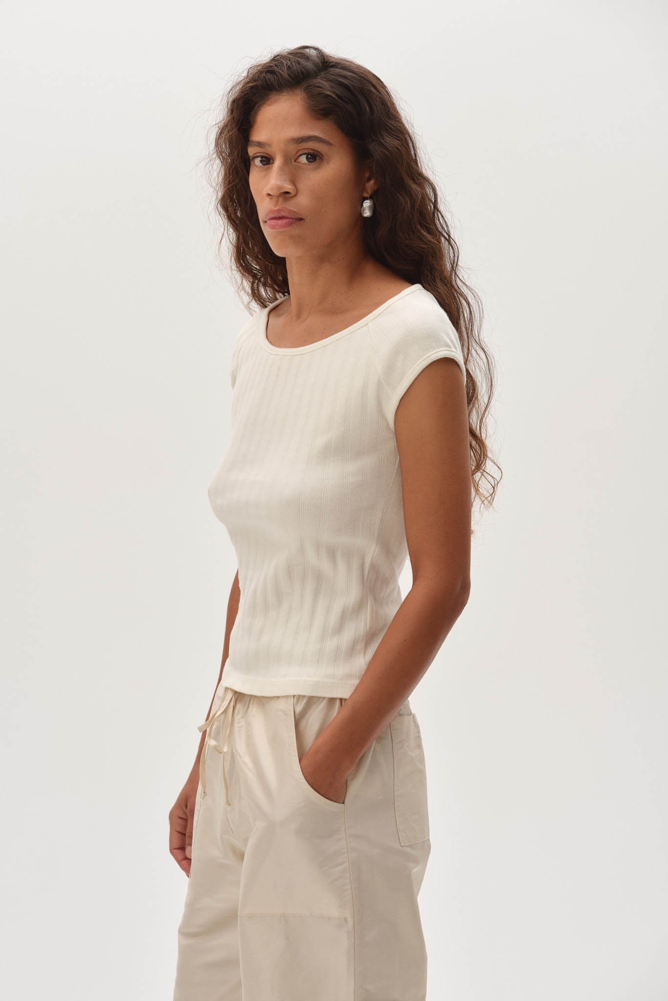 The Varied Rib Wide Neck Tee