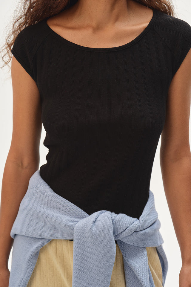 The Varied Rib Wide Neck Tee