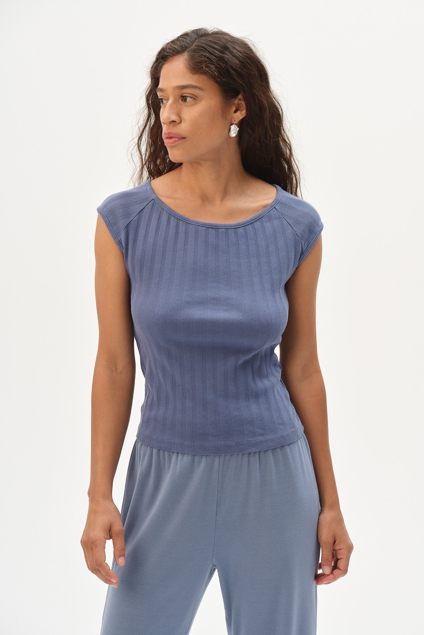 The Varied Rib Wide Neck Tee