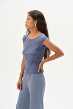 The Varied Rib Wide Neck Tee