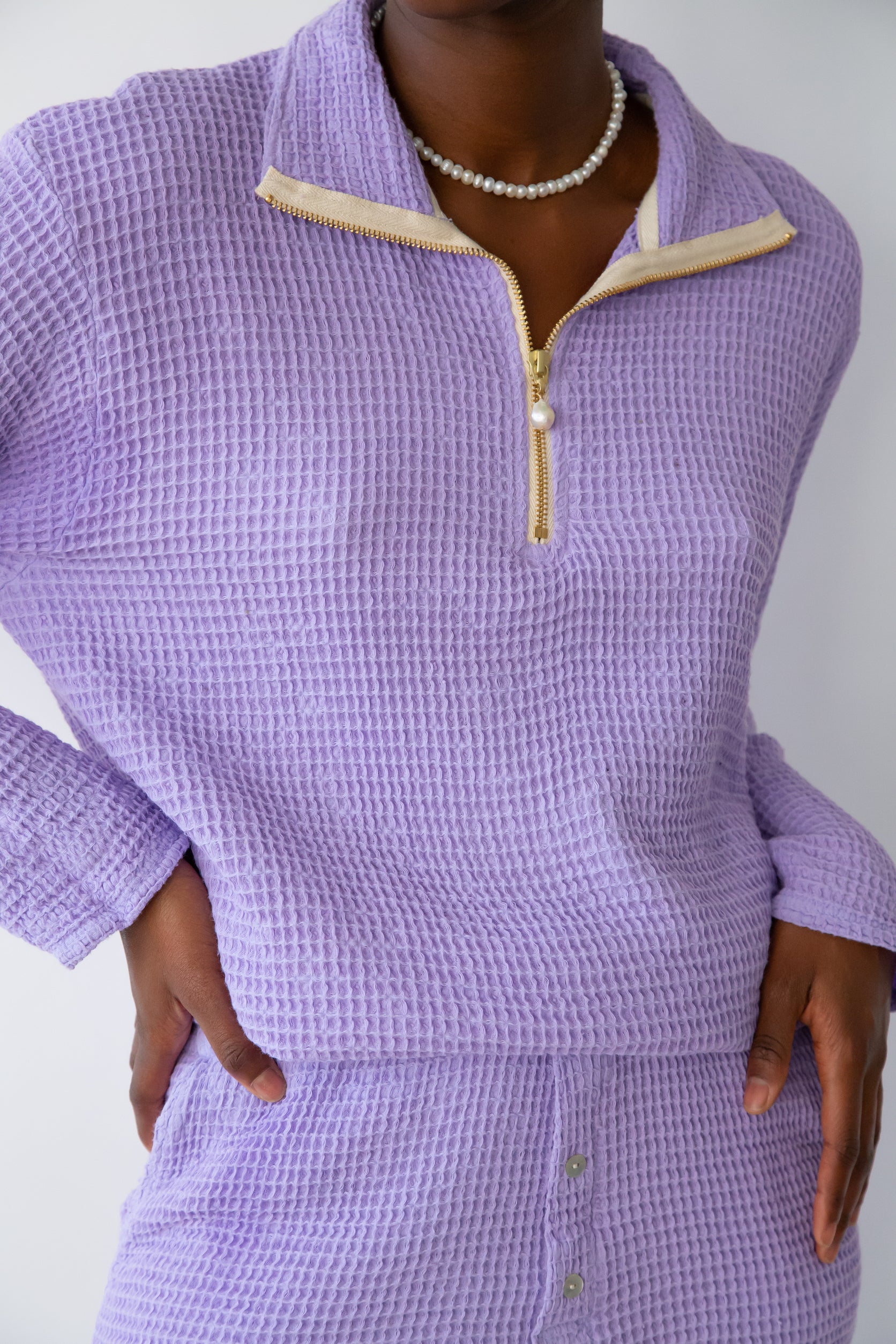 DONNI. Waffle 1/2 Zip Pullover Coco WAFPULOVER-P2 - Free Shipping at Largo  Drive