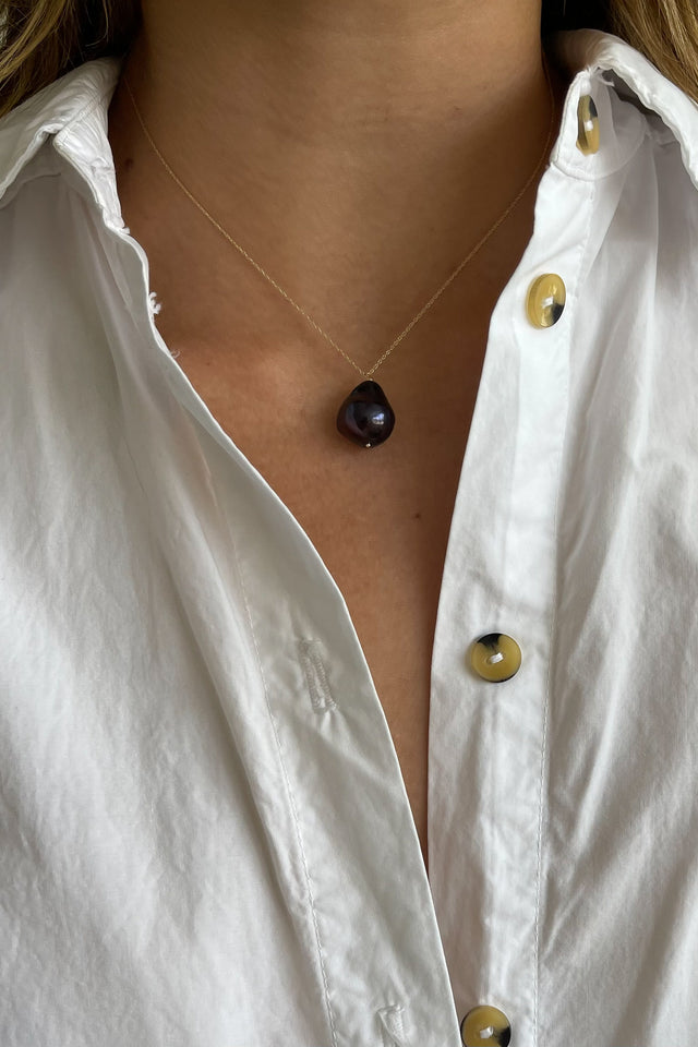 The June 16" Black Pearl Necklace