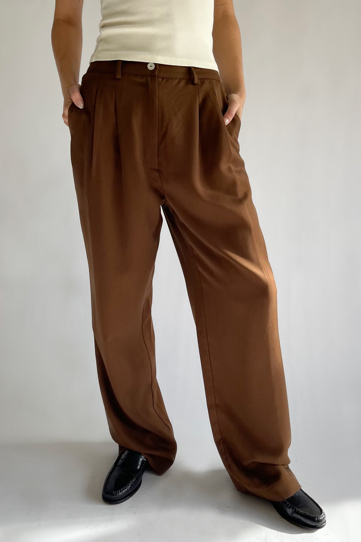 RYRJJ Women's Palazzo Wide Leg Pants Bow Knot Front High Waist Side Slit  Flowy Pleated Pant Casual Work Dress Trousers with Belt(Brown,S) -  Walmart.com